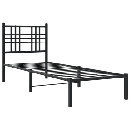 Metal Bed Frame with Headboard Black 80x200 cm