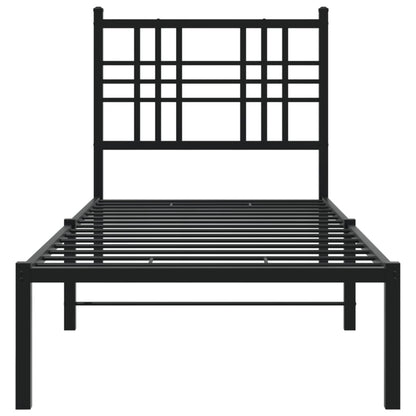 Metal Bed Frame with Headboard Black 80x200 cm