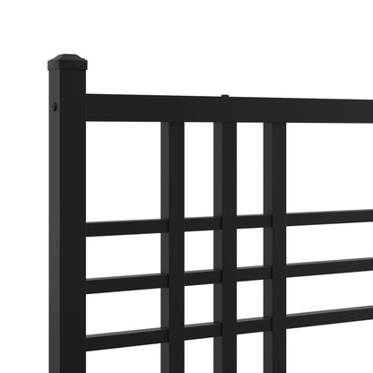 Metal Bed Frame with Headboard Black 80x200 cm