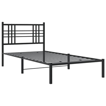 Metal Bed Frame with Headboard Black 100x200 cm