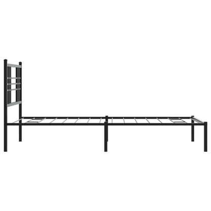 Metal Bed Frame with Headboard Black 100x200 cm