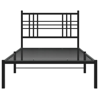 Metal Bed Frame without Mattress with Headboard Black 107x203 cm