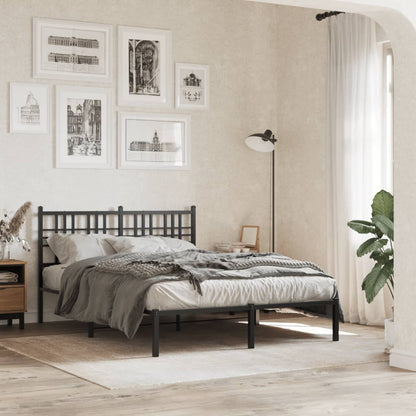 Metal Bed Frame with Headboard Black 120x190 cm Small Double