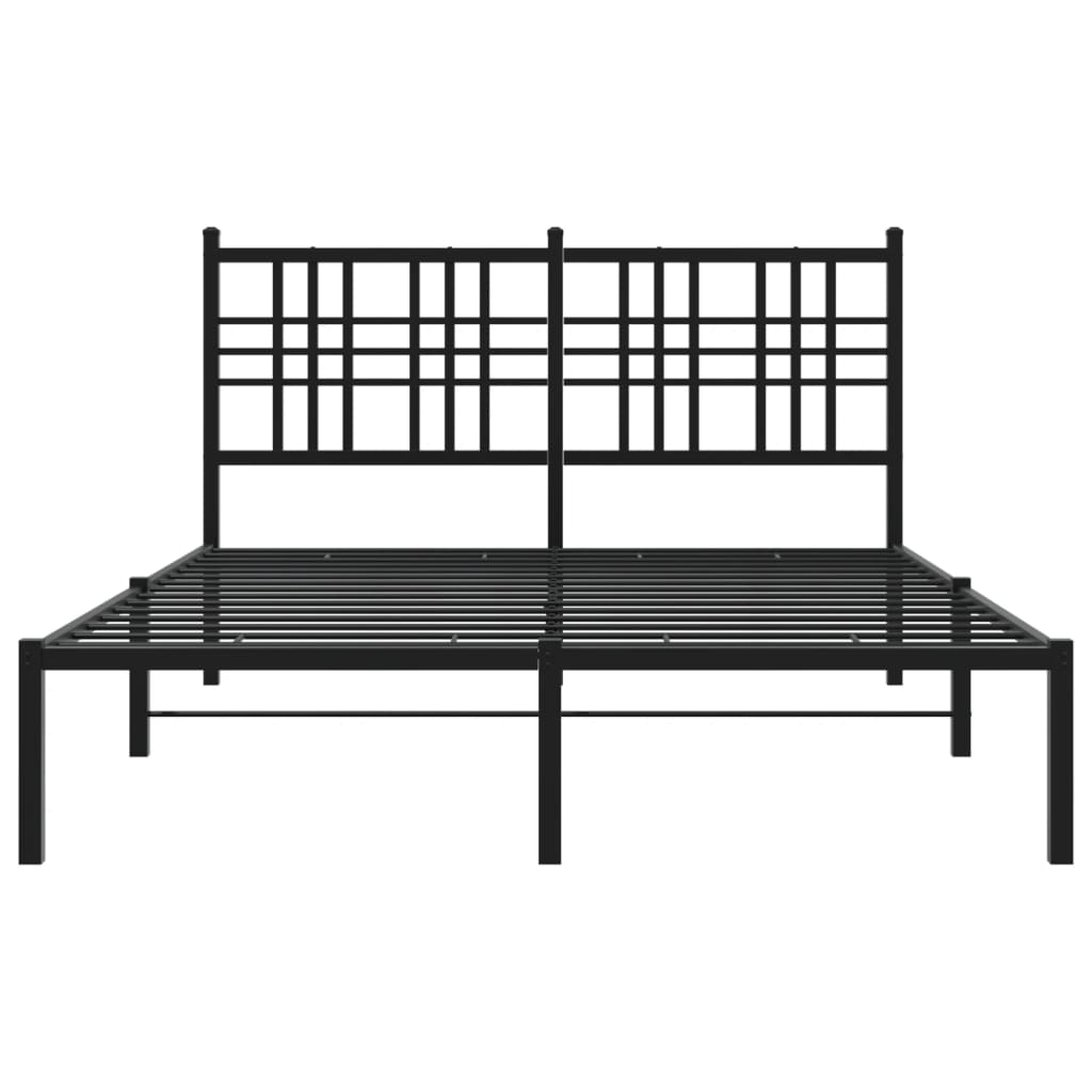 Metal Bed Frame with Headboard Black 120x190 cm Small Double