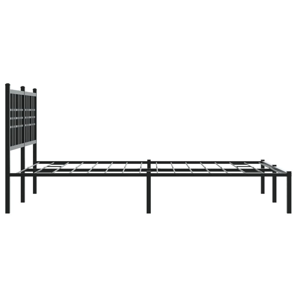 Metal Bed Frame with Headboard Black 120x190 cm Small Double