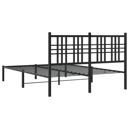 Metal Bed Frame with Headboard Black 120x190 cm Small Double