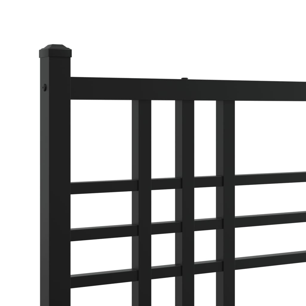 Metal Bed Frame with Headboard Black 120x190 cm Small Double