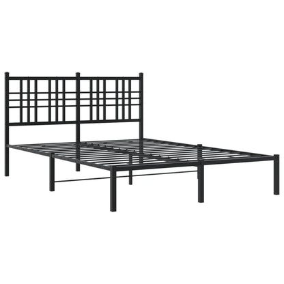 Metal Bed Frame with Headboard Black 120x200 cm