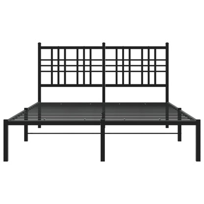 Metal Bed Frame with Headboard Black 120x200 cm