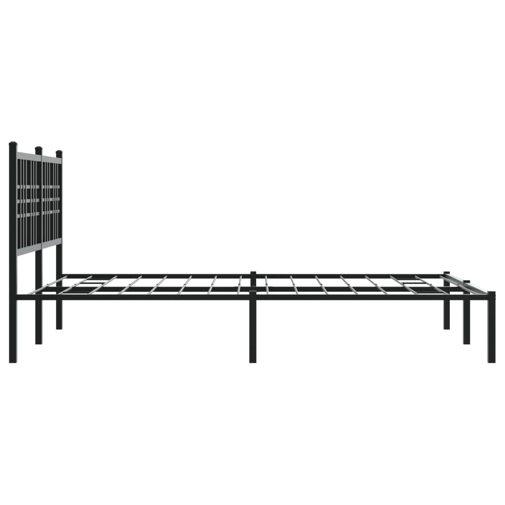 Metal Bed Frame with Headboard Black 120x200 cm