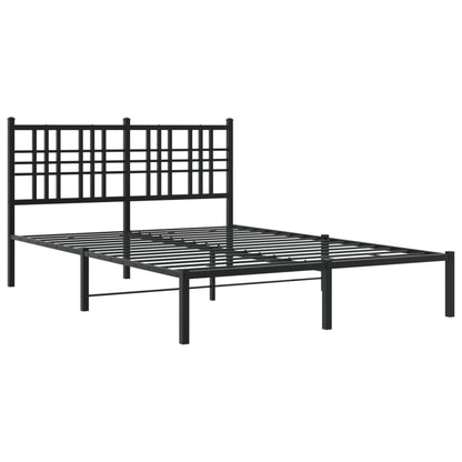 Metal Bed Frame with Headboard Black 140x200 cm