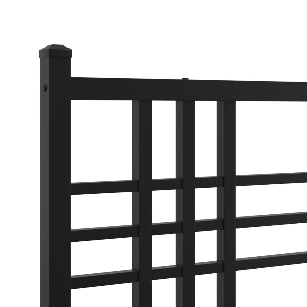 Metal Bed Frame with Headboard Black 140x200 cm