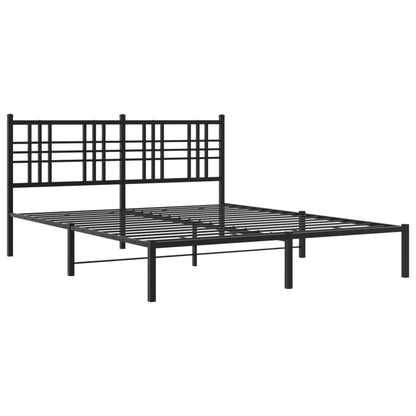 Metal Bed Frame with Headboard Black 150x200 cm King Size