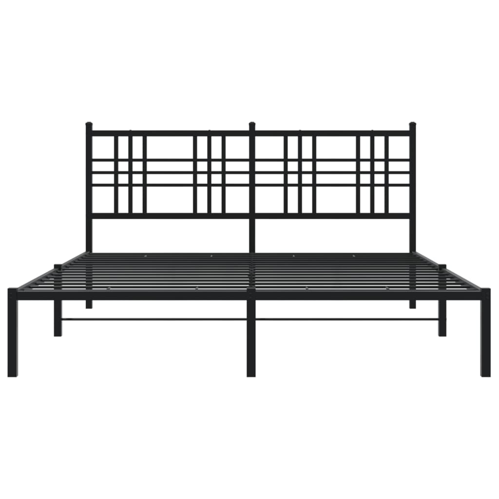 Metal Bed Frame with Headboard Black 150x200 cm King Size