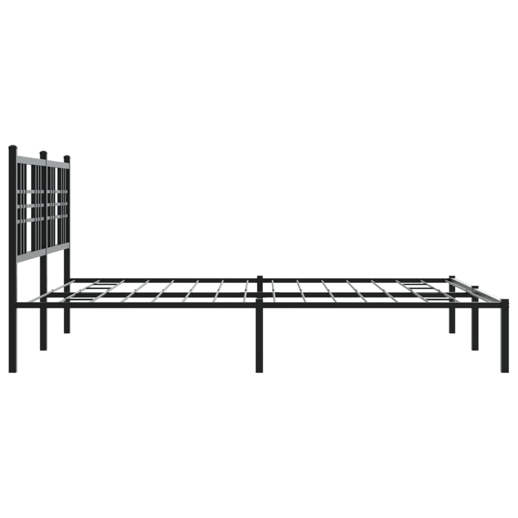 Metal Bed Frame with Headboard Black 150x200 cm King Size