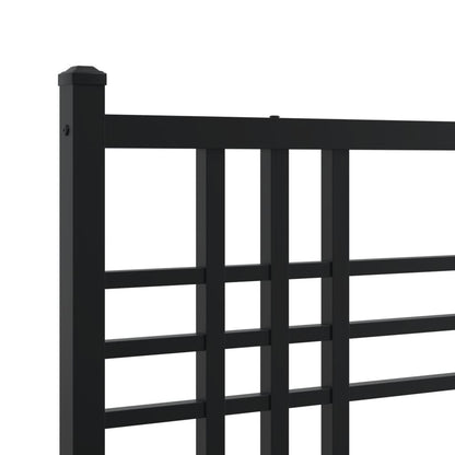 Metal Bed Frame with Headboard Black 150x200 cm King Size