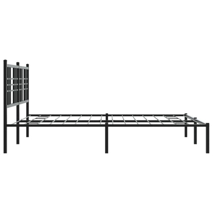 Metal Bed Frame with Headboard Black 160x200 cm