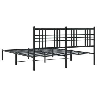 Metal Bed Frame with Headboard Black 160x200 cm