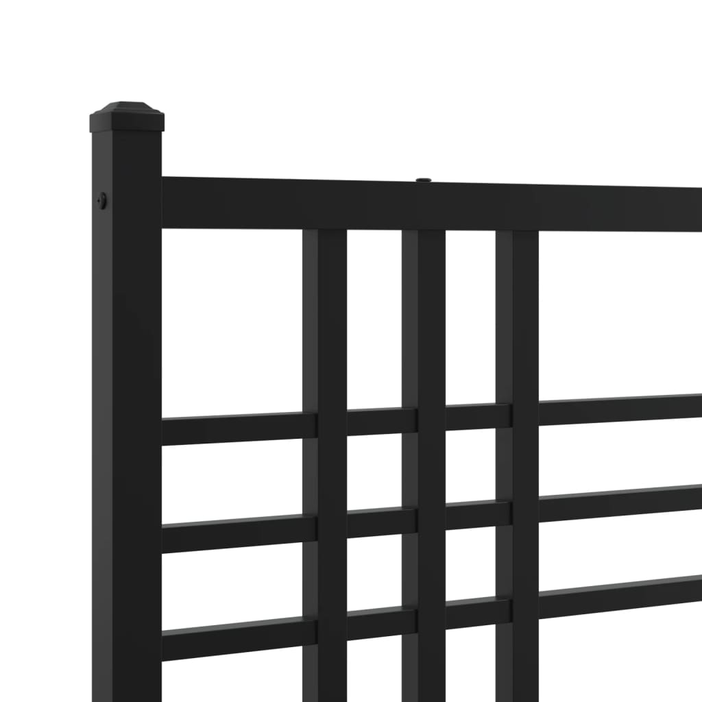 Metal Bed Frame with Headboard Black 160x200 cm