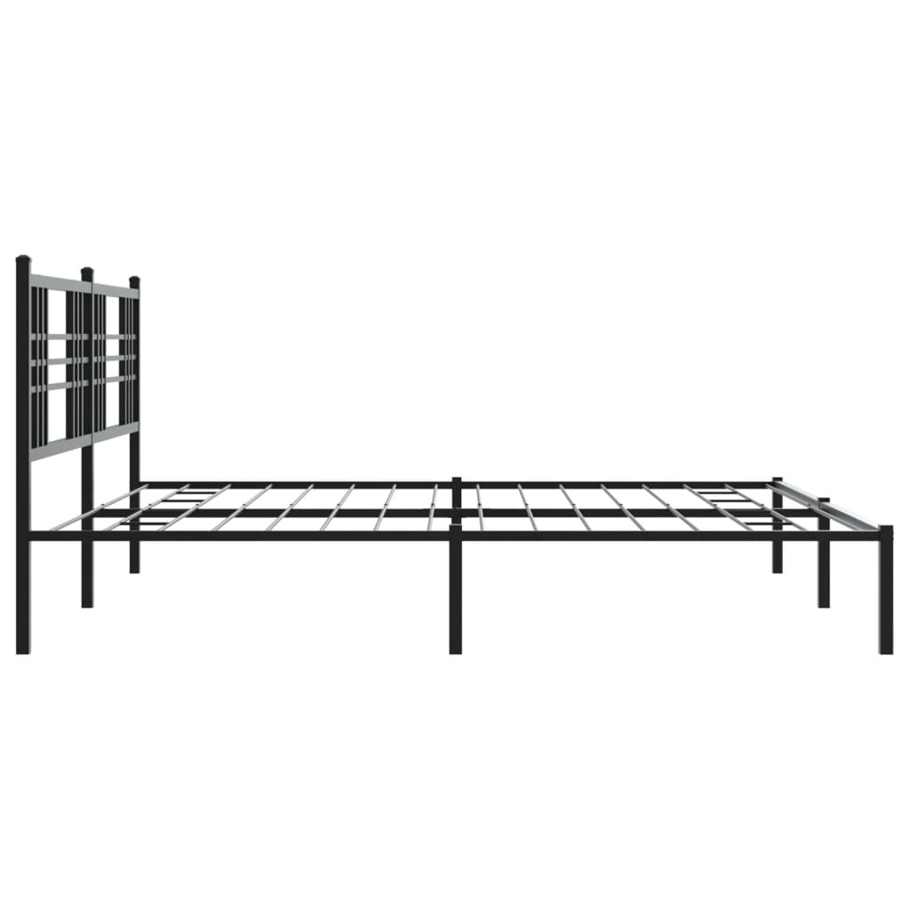 Metal Bed Frame with Headboard Black 200x200 cm