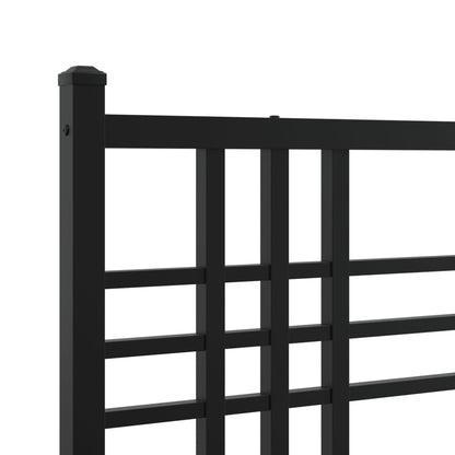 Metal Bed Frame with Headboard and Footboard Black 75x190 cm Small Single