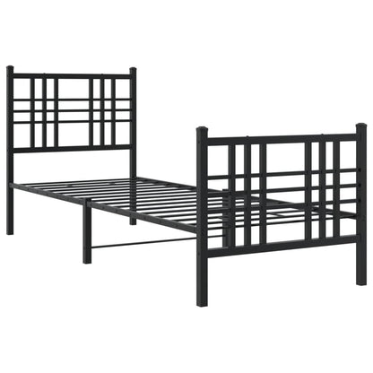 Metal Bed Frame with Headboard and Footboard Black 80x200 cm