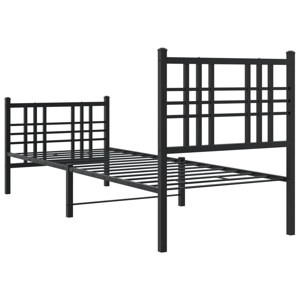 Metal Bed Frame with Headboard and Footboard Black 80x200 cm