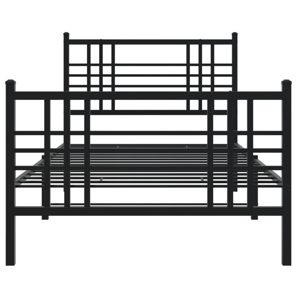 Metal Bed Frame with Headboard and Footboard Black 90x190 cm Single