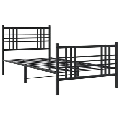 Metal Bed Frame with Headboard and Footboard Black 90x200 cm