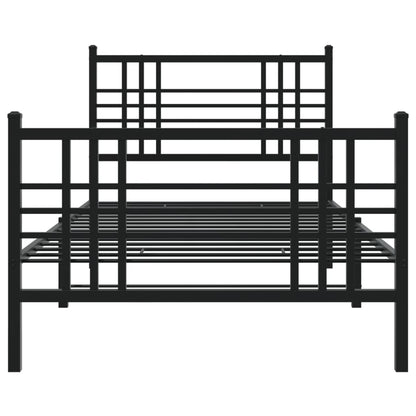 Metal Bed Frame with Headboard and Footboard Black 90x200 cm