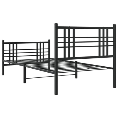 Metal Bed Frame with Headboard and Footboard Black 107x203 cm