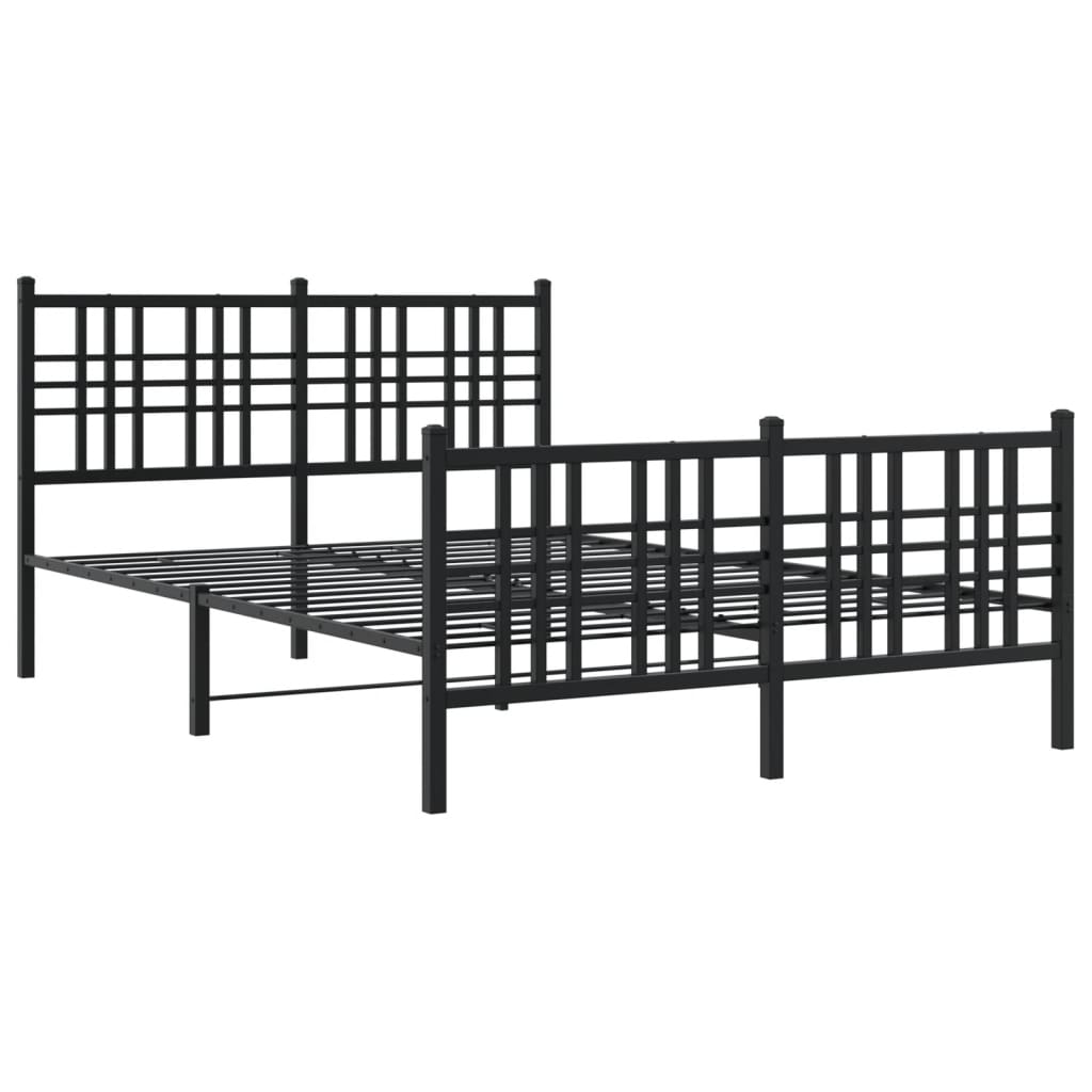 Metal Bed Frame with Headboard and Footboard Black 120x200 cm