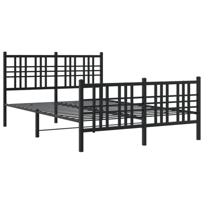 Metal Bed Frame with Headboard and Footboard Black 120x200 cm