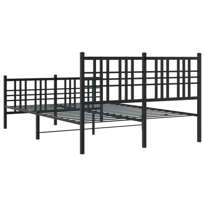 Metal Bed Frame with Headboard and Footboard Black 120x200 cm