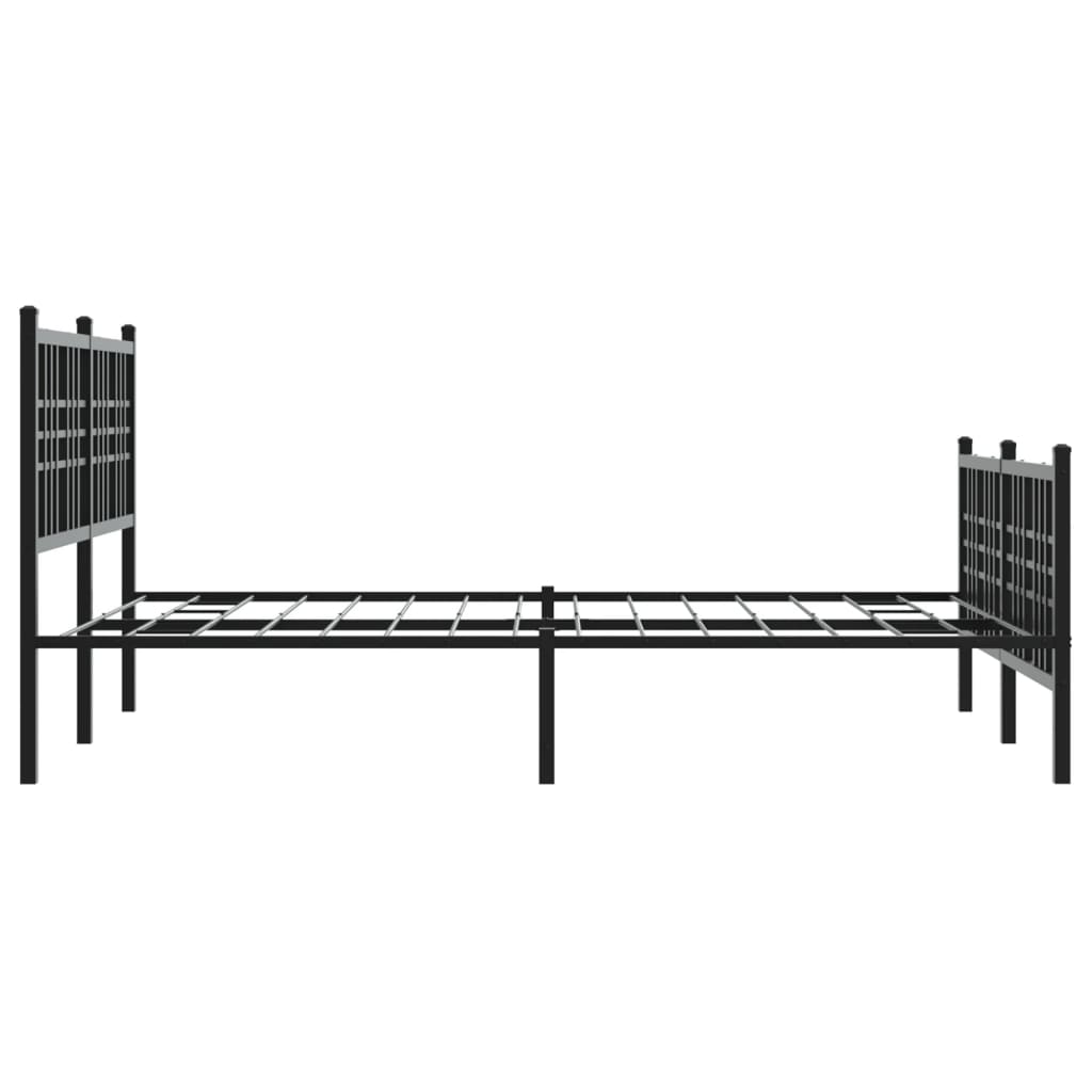 Metal Bed Frame with Headboard and Footboard Black 137x190 cm