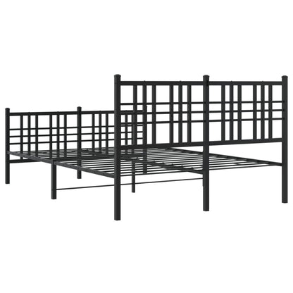 Metal Bed Frame with Headboard and Footboard Black 137x190 cm