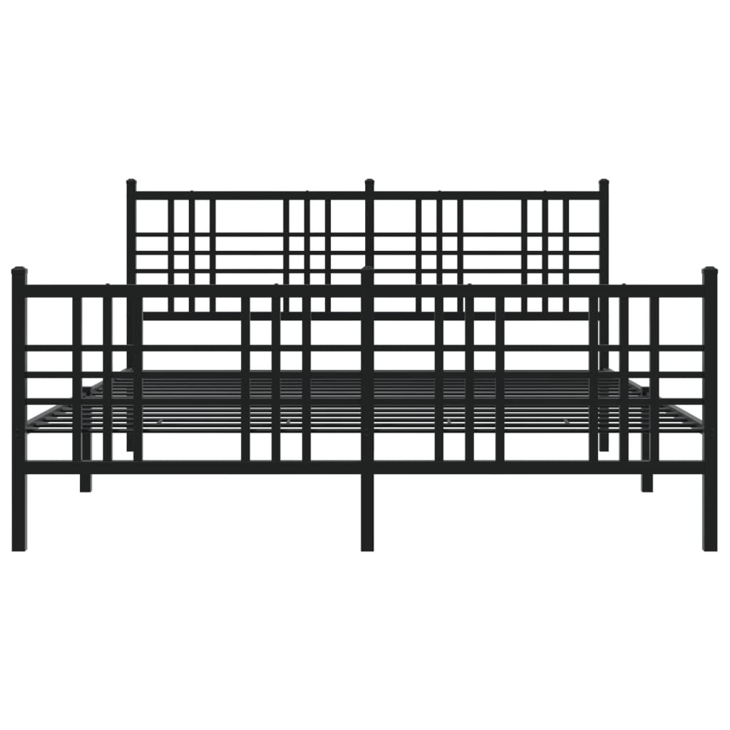 Metal Bed Frame with Headboard and Footboard Black 160x200 cm