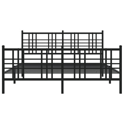 Metal Bed Frame with Headboard and Footboard Black 160x200 cm