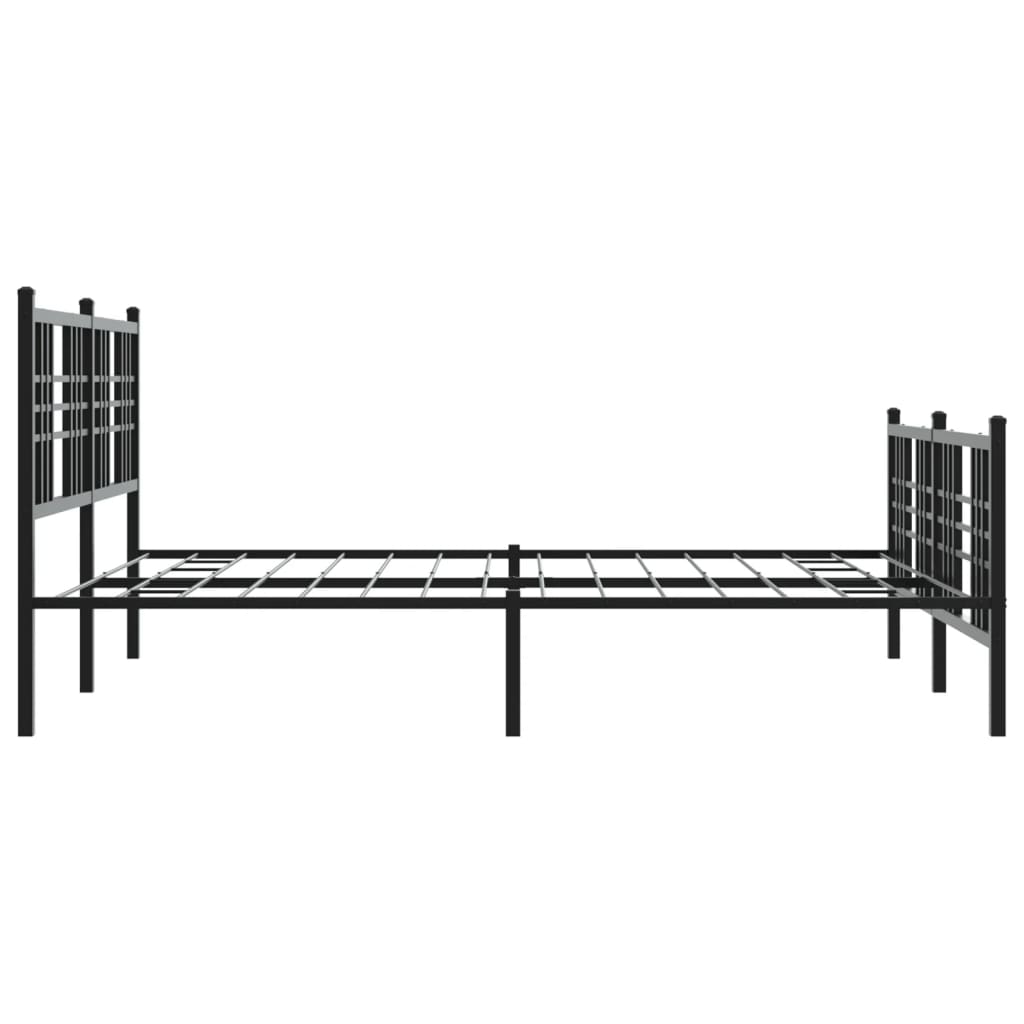 Metal Bed Frame with Headboard and Footboard Black 160x200 cm