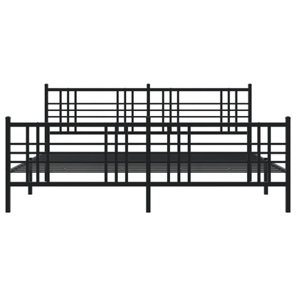 Metal Bed Frame with Headboard and Footboard Black 180x200 cm Super King