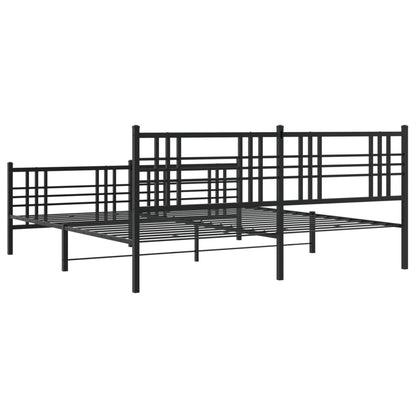 Metal Bed Frame with Headboard and Footboard Black 180x200 cm Super King