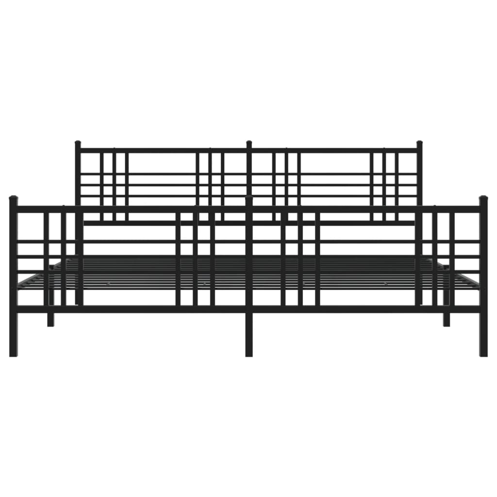 Metal Bed Frame with Headboard and Footboard Black 183x213 cm