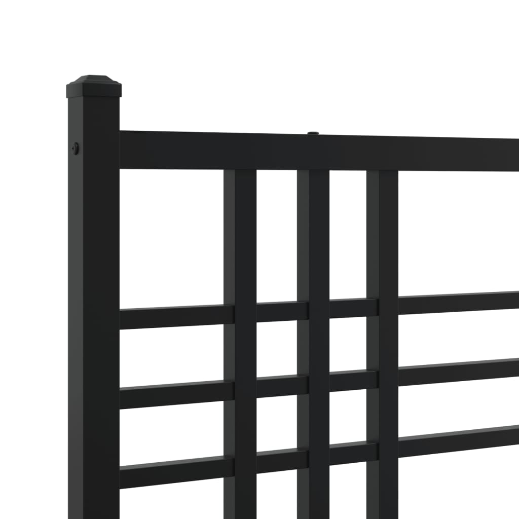 Metal Bed Frame with Headboard and Footboard Black 183x213 cm