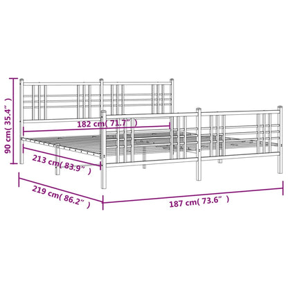 Metal Bed Frame with Headboard and Footboard Black 183x213 cm