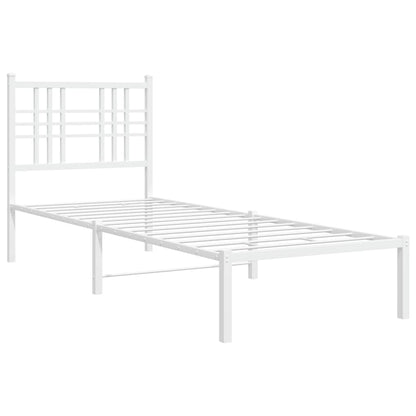 Metal Bed Frame with Headboard White 75x190 cm Small Single