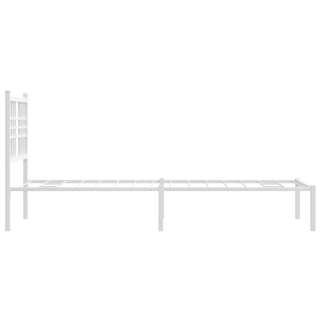 Metal Bed Frame with Headboard White 75x190 cm Small Single