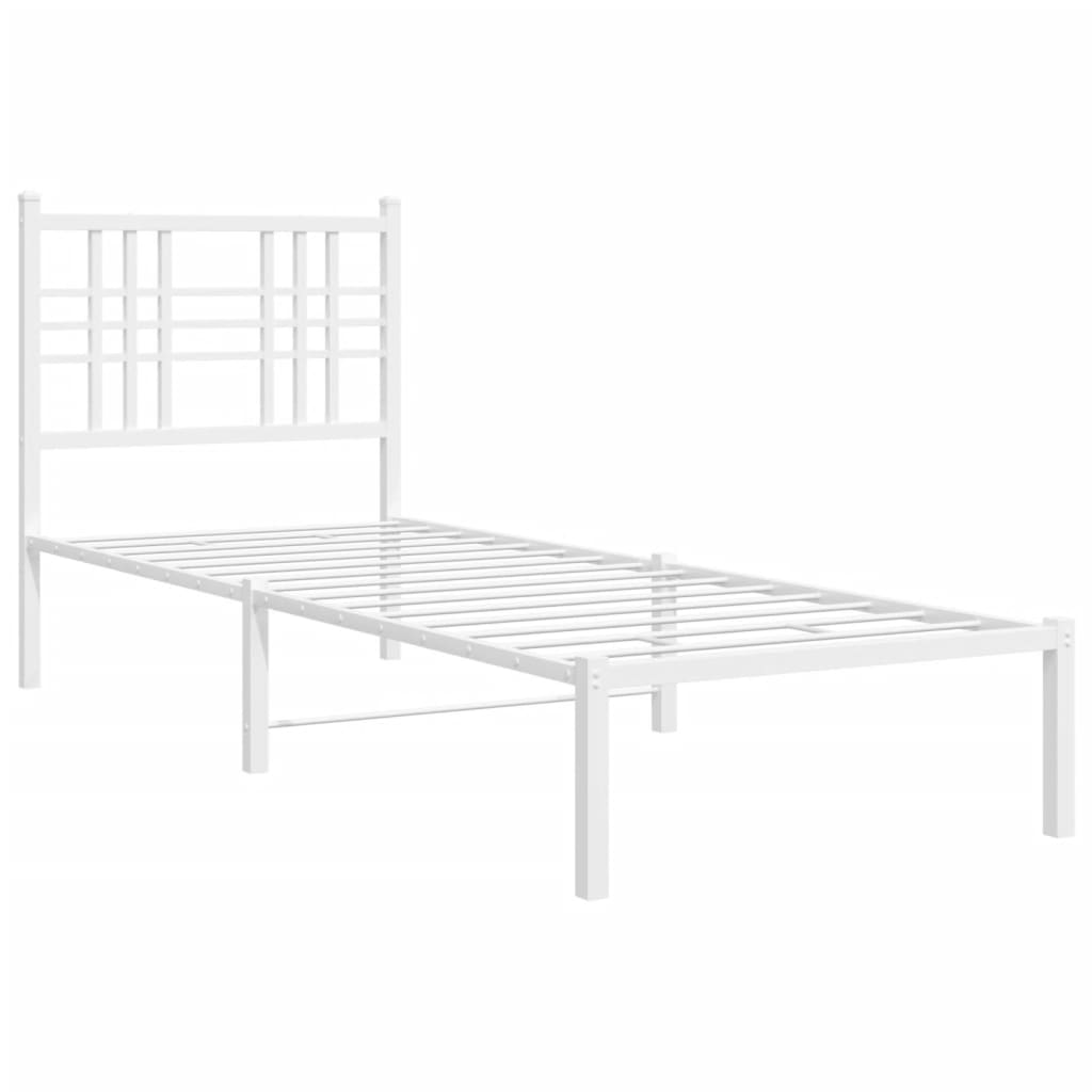 Metal Bed Frame with Headboard White 80x200 cm