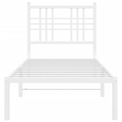 Metal Bed Frame with Headboard White 80x200 cm