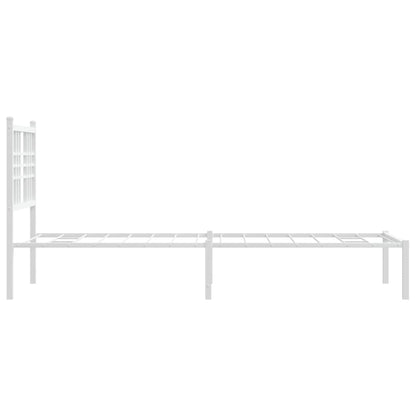 Metal Bed Frame with Headboard White 80x200 cm