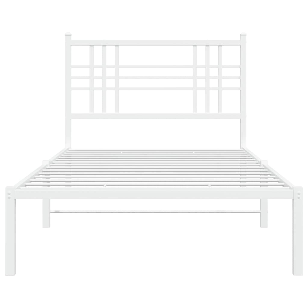 Metal Bed Frame with Headboard White 90x190 cm Single